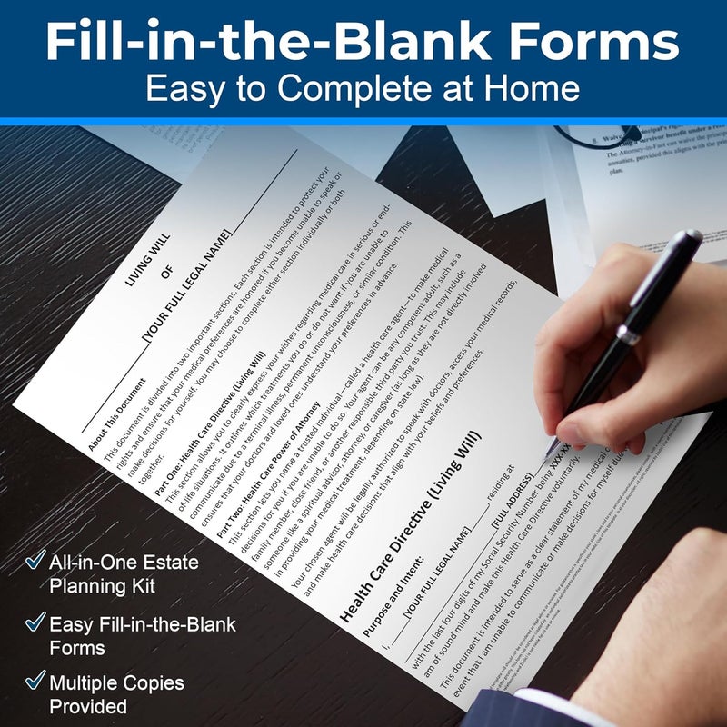 Zastic Complete Estate Planning Kit & Will Planner – Last Will and Testament, Living Will, Durable Power of Attorney, and Health Care Power of Attorney – Do It Yourself Legal Will and Testament Kit - Image 3